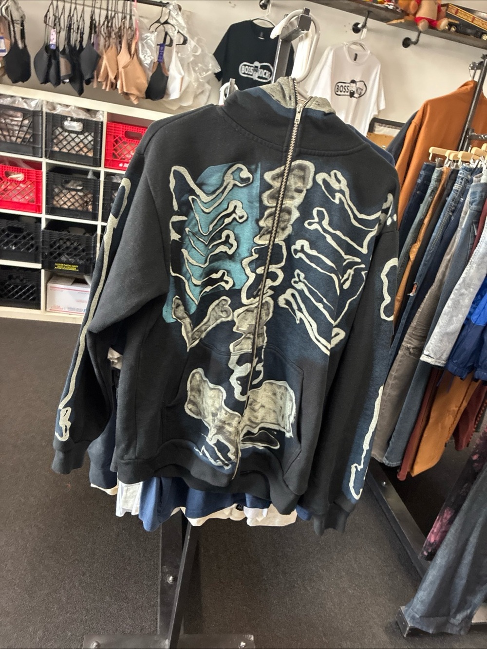 Travis Scott x Cactus Jack Fragment Skeleton Graffiti Full Zip Up Hoodie SZ M - Picture 1 of 16